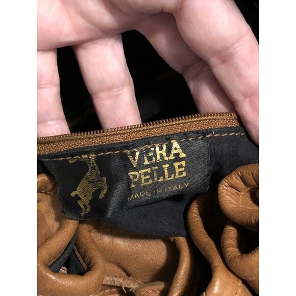 Vintage 1980's Vera Pelle Brown Leather Backpack - Picture 4 of 8